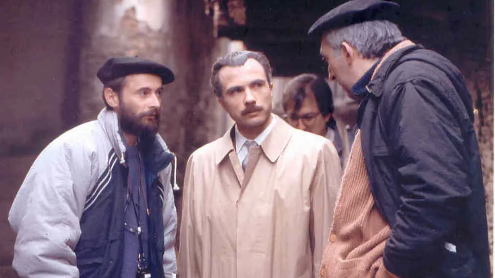 Chano Piñeiro (esquerda) durante a rodaxe de «Sempre Xonxa».