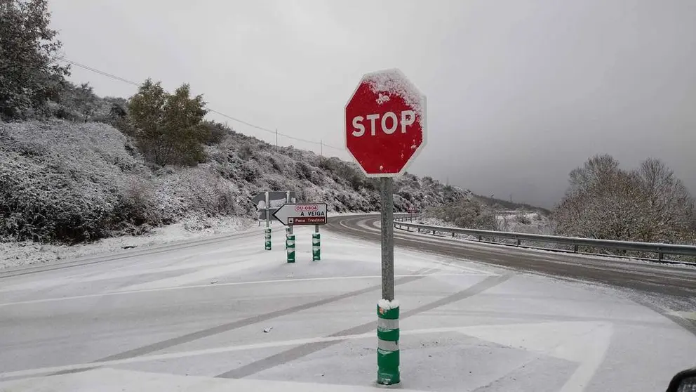 Nieve en A Veiga. Alto do Covelo