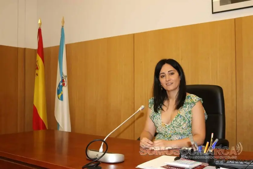 La jueza Nuria Valladares en la sala de plenos del juzgado de O Barco