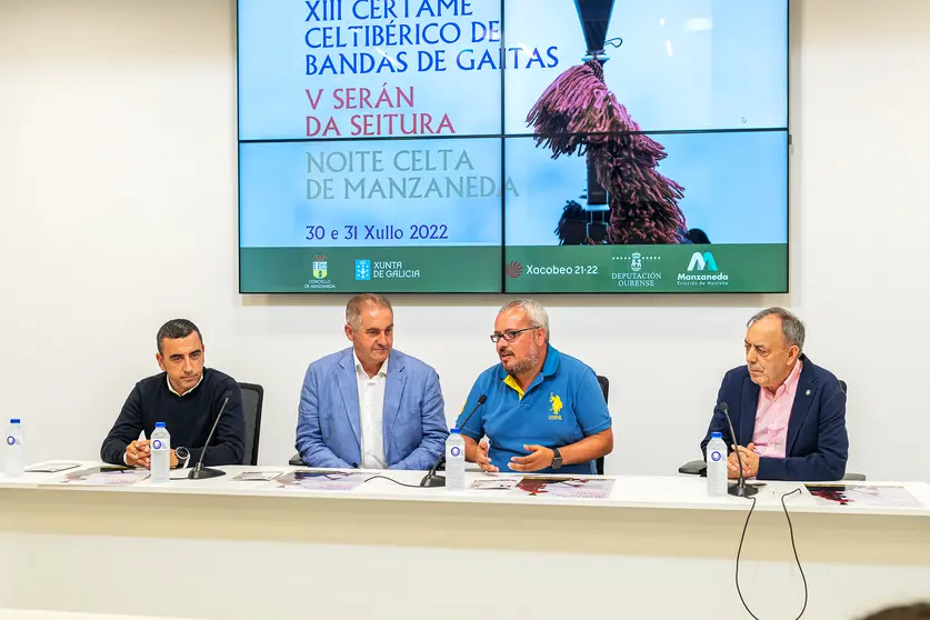 Ás -11.00 horas: Presentación do Certame Celtibérico de Bandas de Gaitas, o Serán da Seitura e a Noite Celta de Manzaneda.- O vicepresidente segundo da Deputación, César Fernández, intervén na presentación do XIII Certame Celtibérico de Bandas de Gaitas, o V Serán da Seitura e a Noite Celta de Manzaneda, que se celebrarán en Manzaneda o 30 e 31 de xullo. O vicepresidente estará acompañado polo alcalde de Manzaneda, Amable Fernández, o director da estación de montaña de Manzaneda, Víctor Manuel Picos e polo director da Escola e a Real Banda de Gaitas da Deputación, Xosé Lois Foxo.