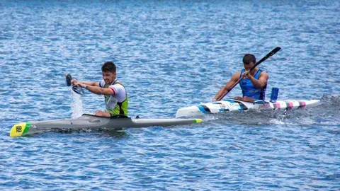 Adrián Prada durante el maratón en Pontevedra