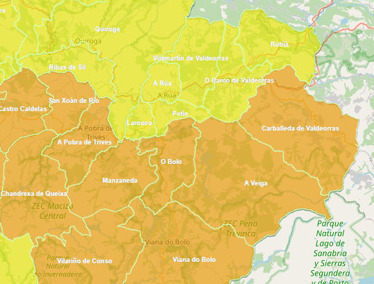 mapa aviso laranxa por vento